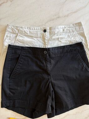 Nautica Women’s Casual Cotton Shorts (2)  - Black and Cream Size 10